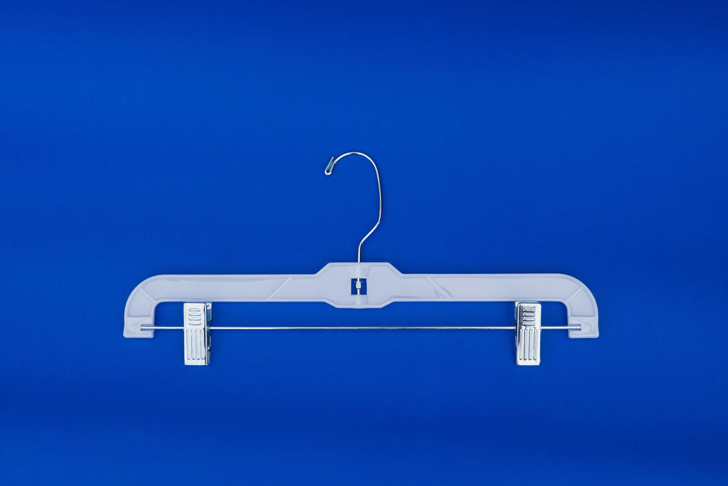 14" Hi-Impact White Skirt-Pant Hanger With Metal Clips (Case of 100)