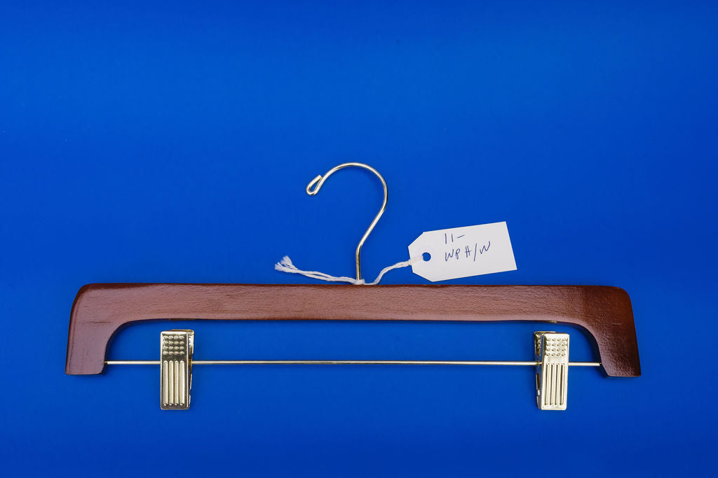 14" Wood Pant/Skirt Hanger Walnut (Case of 100)