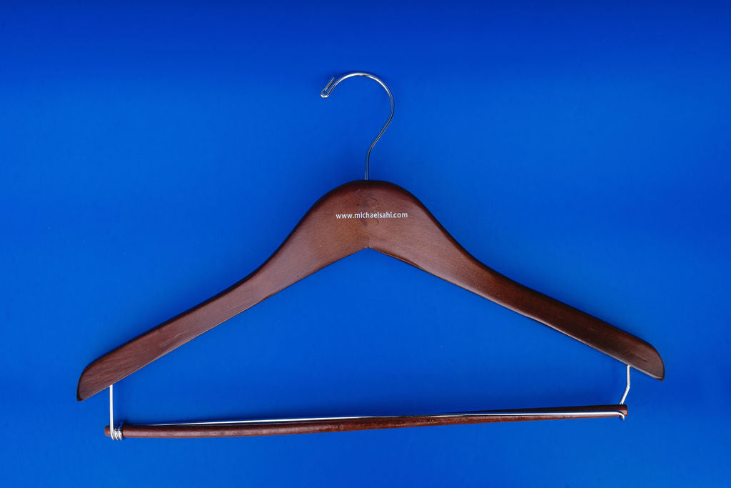 17x.05" Contoured Hanger with Lock Bar Walnut (Case of 100)