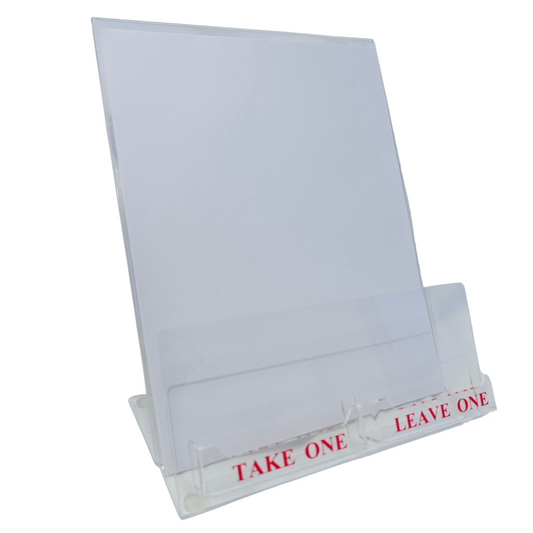 Indoor Brochure Holder with 2 Business Card Holders with Print - Red (Case of 12)