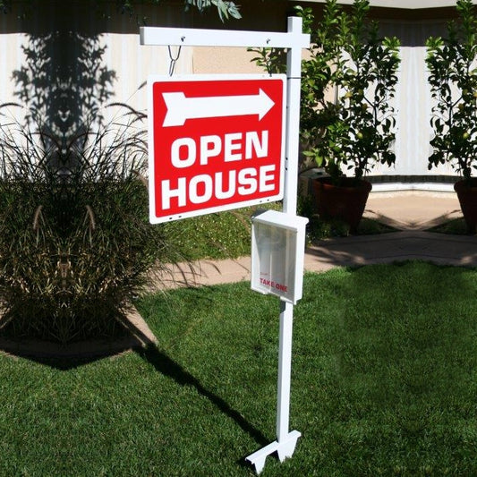 1×2 Yard Arm Sign Frame With Outdoor Brochure Box White (Sold Individually)