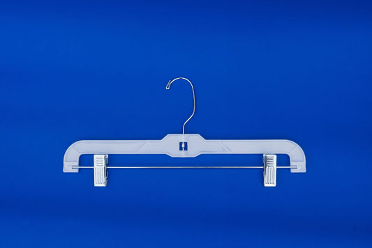 14" Hi-Impact White Skirt-Pant Hanger With Metal Clips (Case of 100)