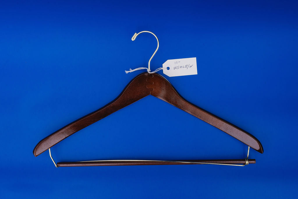 17x.05" Contoured Hanger with Lock Bar Walnut (Case of 100)