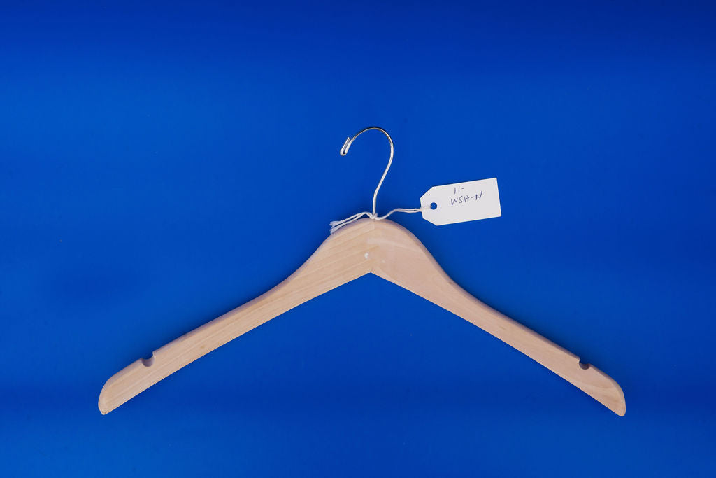 17" Contoured Dress Hanger in Walnut or Natural (Case of 100)