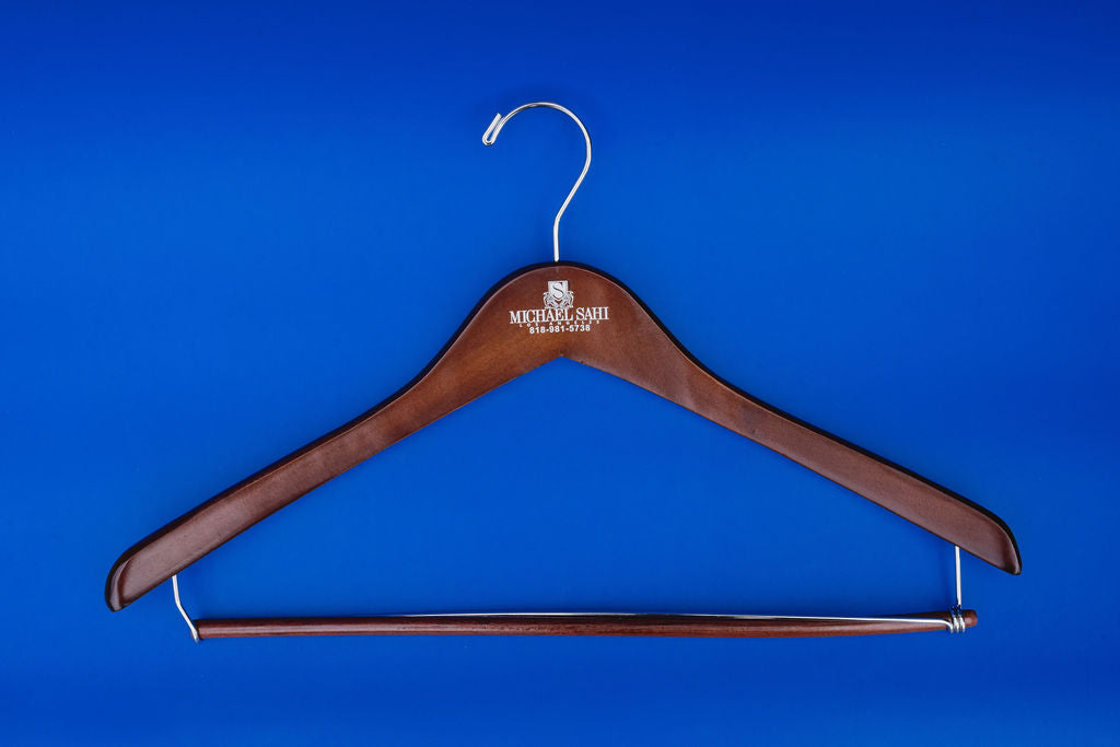 17x.05" Contoured Hanger with Lock Bar Walnut (Case of 100)
