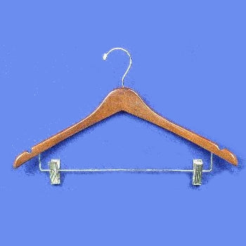 17x0.5" Wood Suit Hanger with Clips Walnut (Case of 100)